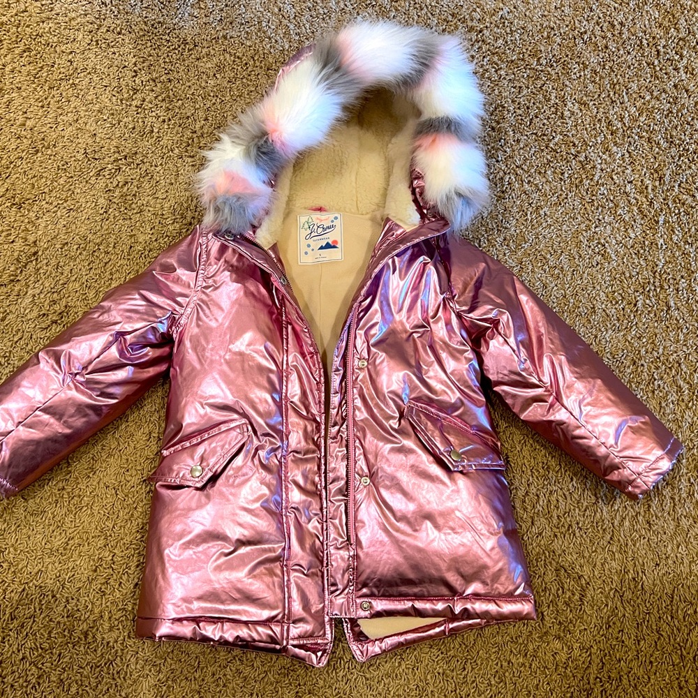 Crewcuts Winter Metallic Pink Coat Small